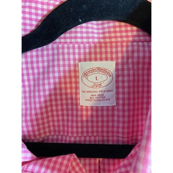 Brooks Brothers Men Pink Gingham short sleeve button up large - Picture 6 of 6